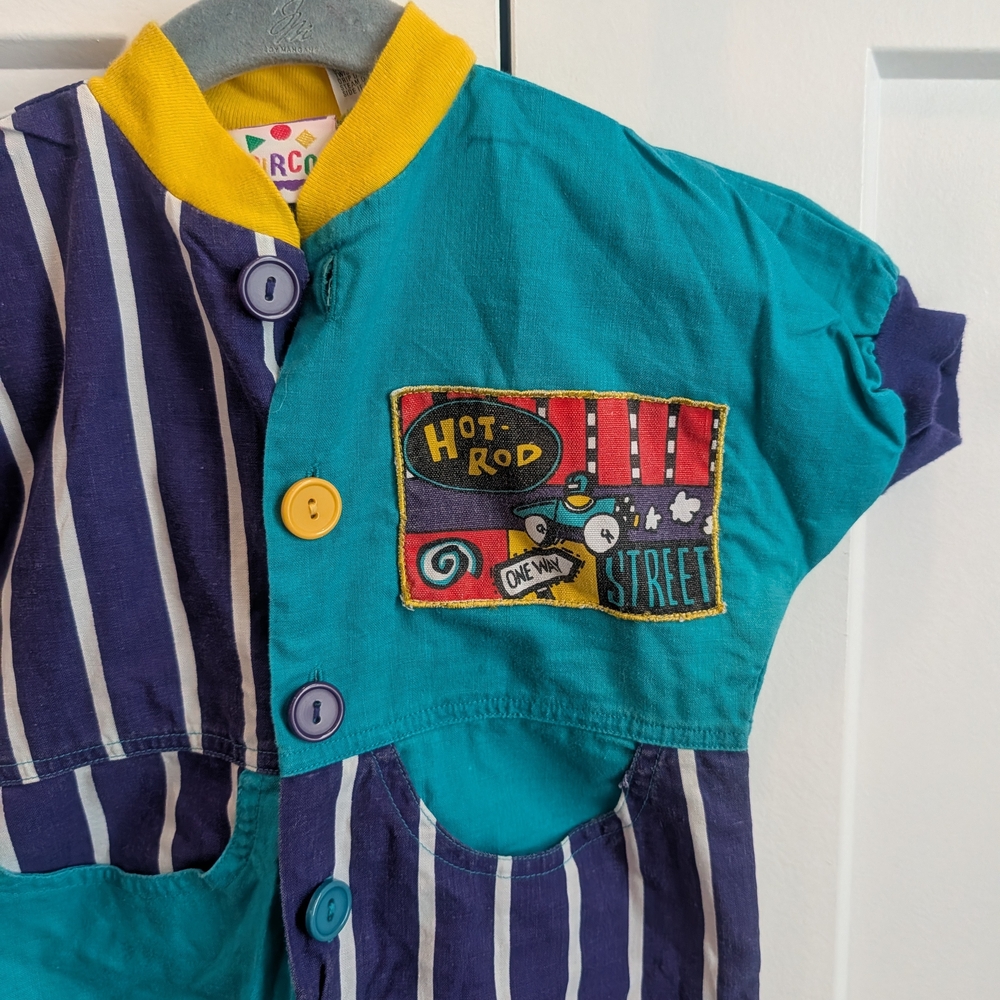 VINTAGE 70s 80s Circo Colorful Retro Striped Kids One Piece Romper Hip-hop 24 Mo - Picture 3 of 8